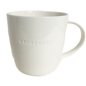 Starbucks White NewBone China Coffee Mug Engraved Logo Classic Plain Design 2011